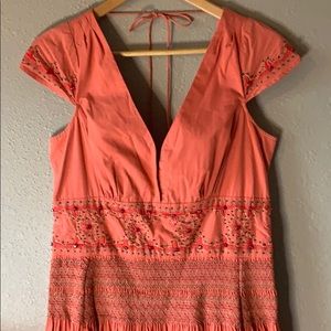 Hand Embroidered Coral Dress Size 12